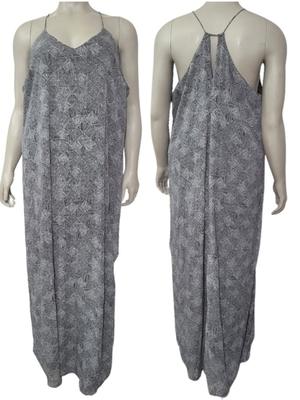 OLD NAVY Black & White Floor-Length Spaghetti Strap Maxi Dress - Women's XXL